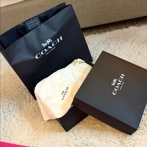 Authentic Coach Store Black Gift Bag and Box with Dust Bag